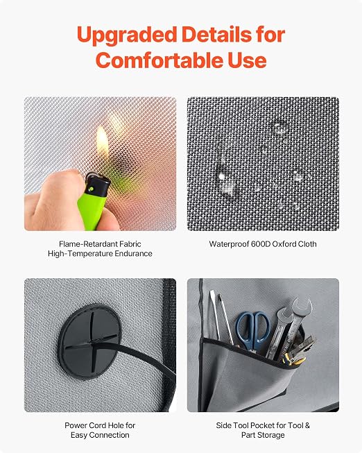 VEVOR 3D Printer Enclosure with Ventilation, Dustproof Waterproof Oxford Cloth Resin 3D Printer Tent, Constant Temperature Protective Case with LED, Compatible with Photon Mono/Mars 3, FDM/LCD Printer