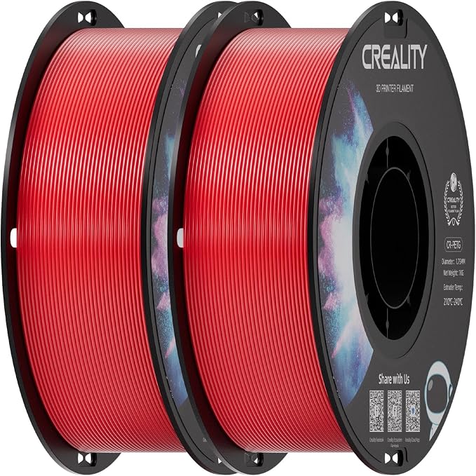 Creality PETG 3D Printer Filament 2 kg, Excellent Toughness High Precision, Odorless Non-Toxic Moistureproof, Glossy PETG Filament 1.75mm for 3D Printer