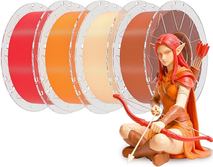Creality 3D Printer RFID Filament Bundle, Hyper PLA Filament 1.75mm for 3D Printing, Hyper PLA RFID Filament No-Tangling High Precision, 1KG(2.2 lbs) Spool (Red+Orange+Skin+Brown)
