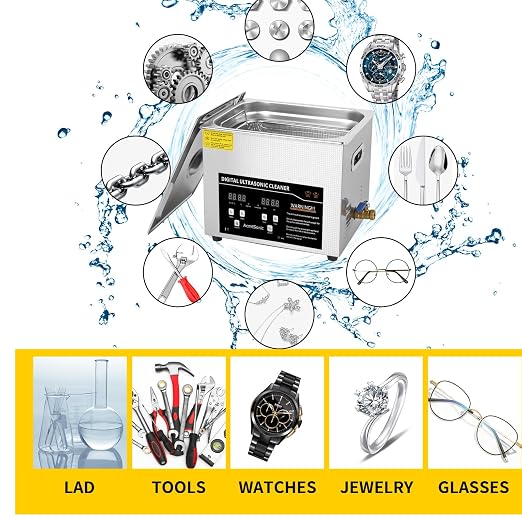 Ultrasound Cleaning Machine 10L Digital Ultrasonic Parts Cleaner with Timer 40kHz SUS 304 Stainless Steel Lab Sonic Cleaner for Professional Tools,Metal Parts,Jewelry,Eyeglasses