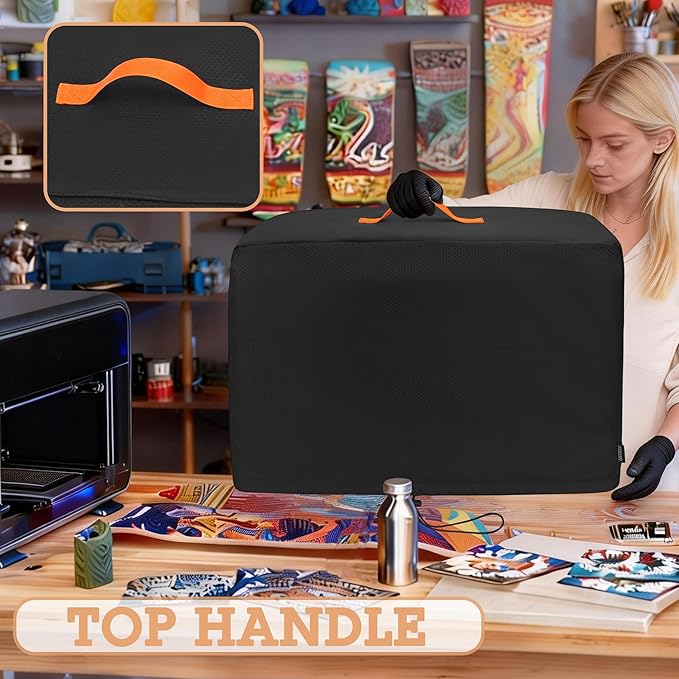 Dust Cover Compatible with eufyMake UV Printer E1, Easy Foldable Cover for eufyMake E1 with Top Handle and Hanging Loop, Black