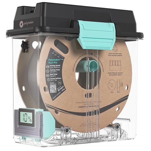 Polymaker PolyDryer Filament Storage Box Only (No Dock), Airtight Moisture Proof 3D Printer Spool Container with Hygrometer for 1kg PLA PETG ABS TPU Nylon, Feed & Print Directly Without Breaking Seal