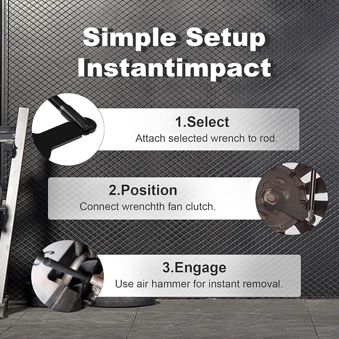 Pneumatic Fan Clutch Wrench Kit – 8PCS Pneumatic Fan Clutch Wrench, Compatible with Ford, GM, Chrysler, Jeep – Durable Steel with Storage Case, Includes Gloves