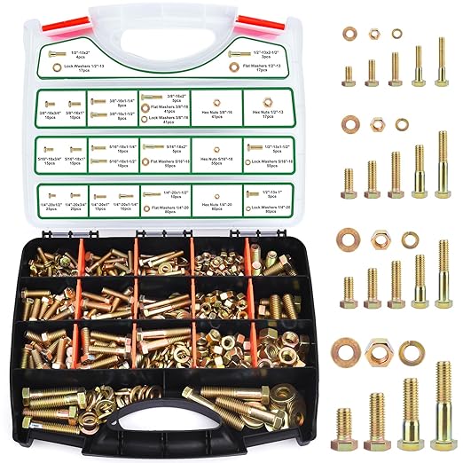 FOLIV 772PCS Grade 8 Bolt Assortment Kit, Heavy Duty Bolts and Nuts Kit, 1/4-20 5/16-18 3/8-16 1/2-13 SAE Sizes Included (Upgraded Package)