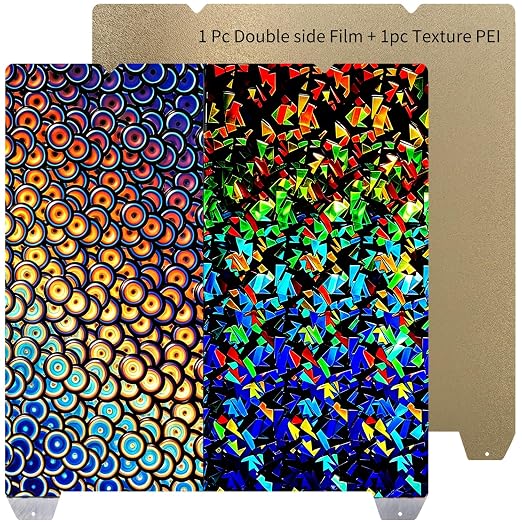 【2pcs with 3 Patterns】Textured PEI Sheet + Smooth PEK PEC Build Plate 235x235mm Spring Steel Print Bed for K1/Ender 3 V2/Ender 3 V3 SE/Ender 3 V3 KE/Ender 3 S1 Pro/Ender 3 V2 Neo/Sovol SV05/SV06/SV07