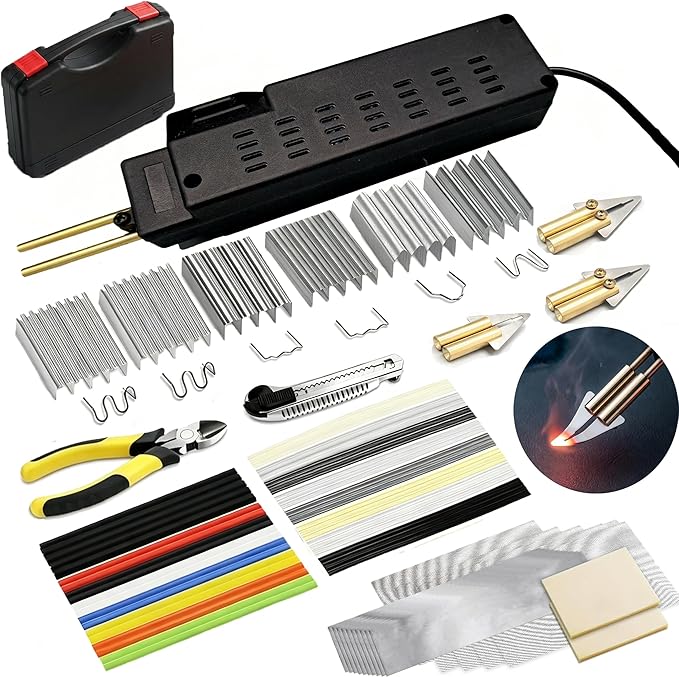 Upgraded 250W Plastic Welder, 3-in-1 Plastic Welder Kit Hot Stapler Repair Tool with Thermal Cutting,Staple Welding & Smoothing,Heat-Resistant Nylon Shell,1200 Staples & 120 Welding Rods Included