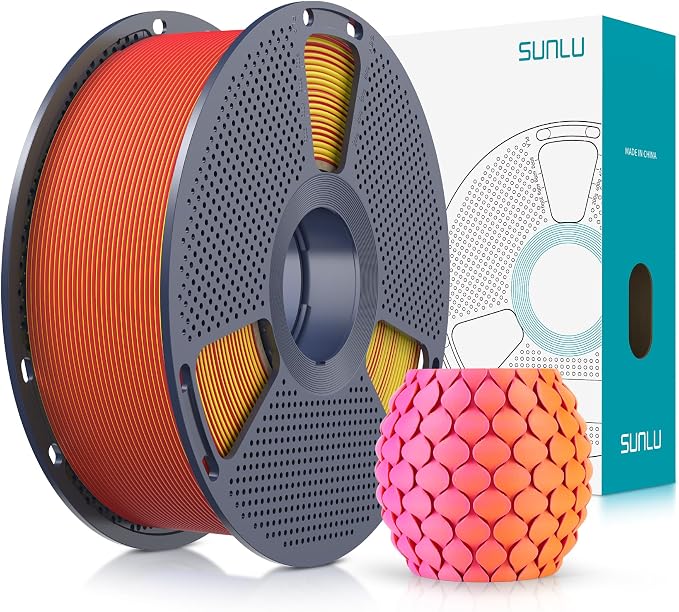 SUNLU Dual Color Matte PLA Filament 1.75mm, Matte 3D Printer PLA Filament, PLA Filament 1kg Spool (2.2lbs), Dimensional Accuracy +/- 0.02mm, Yellow Red