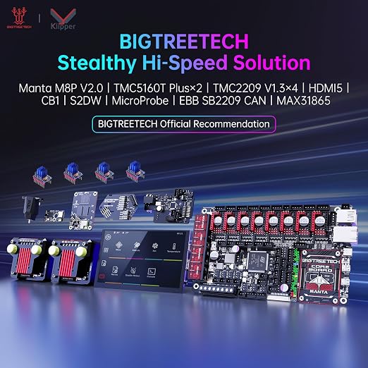 BIGTREETECH Manta M8P V2.0 Integrated Control Board 32Bit Running Klipper with CB1, High Speed 3D Printer Motherboard, Compatible TMC5160T Plus,TMC5160,TMC2209,TMC2240 Stepper Driver (Without CB1)