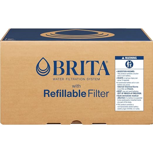 Brita Refillable Water Filtration System with Large 10 Cup Pitcher 1 Shell and 1 Filter, SmartLight Change Indicator, BPA-Free, 80% Less Plastic*, Lasts Two Months, Large, 10-Cup Capacity, White