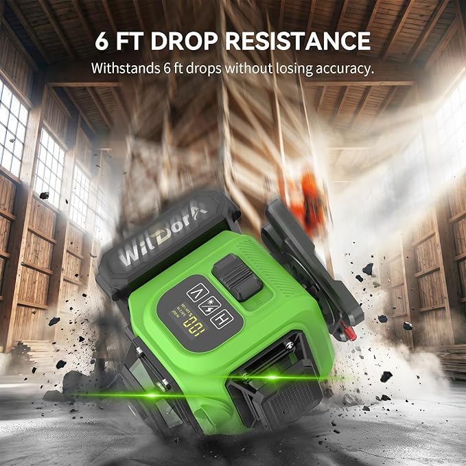 Laser Level 360 Self Leveling with Tripod, Remote Control 4D Green 16 Line Laser Leveler Tool with 2x4800mAh Li-ion Batteries & Hard Carry Case, Laser Level for Construction & Renovation