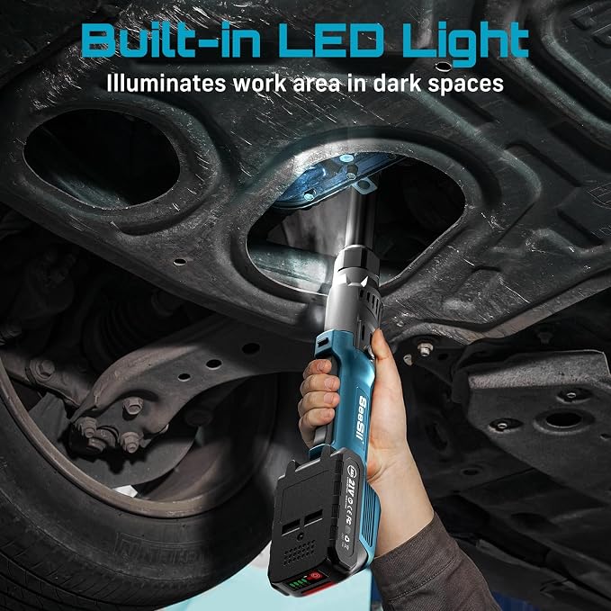 Extended Cordless Electric Ratchet Wrench: 66 Ft-lbs Power Ratchet Wrench 3/8", Brushless Motor, Variable Speed Trigger, 2 Pack 21V Batteries & Charger, 8 Sockets, 1/4"& 1/2" Adapter, 3" Extension Bar