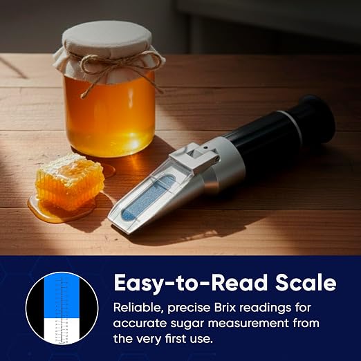 28–62% Brix Handheld Analog Refractometer, Durable All Metal High Brix Meter for Honey, Thick Syrups, Concentrates and High Sugar Solution Measurement