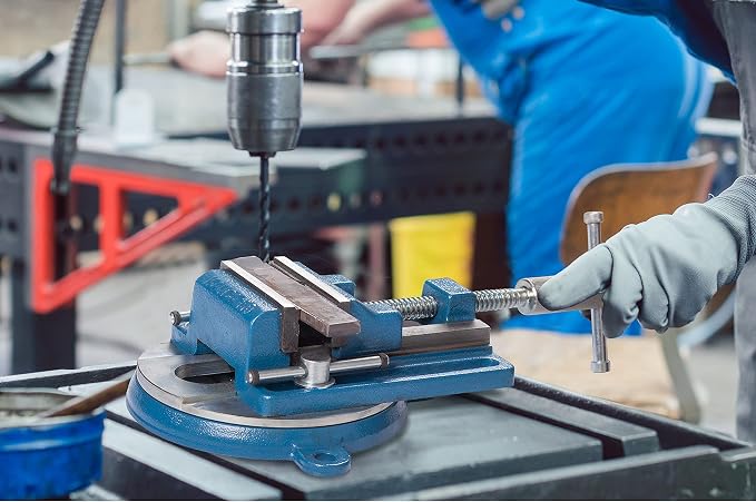 Kanca Hand Tools 6'' inch Low Profile Drill Press Vise DRL-150 Preferred by Craftsman and Machinist for Drilling,Reaming Tapping, Operations, Home Improvement Woodworking Blue Colour