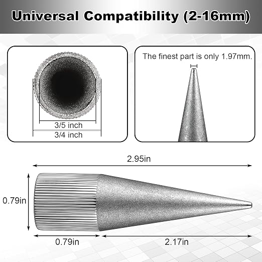 2 Pcs Emery Round Hole Punch Edge Sharpener 2-16mm Handmade DIY Leather Manual Punch Polishing Grinder Tool for DIY Leather Crafts