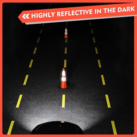 RoadHero 8 Pack Traffic Safety Cones 28 Inch with Black Weighted Base, Orange Cones with Reflective Collars for Parking Lot, Road Safety, Construction Events