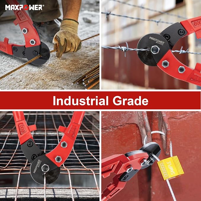 MAXPOWER Wire Cutters, 24-Inch Heavy Duty Wire Rope Cutter, Heavy Duty Strength Steel Cable Cutter for Hard Wire Ropes, Stainless Steel Wires