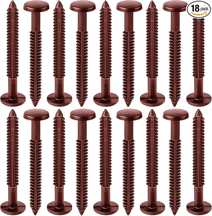 Blulu 18 Pcs 3 Inch Vinyl Shutter Fastener Window Panel Peg Lok Pin Pegs Screws Shutter Spikes Anchor (Burgundy Red)