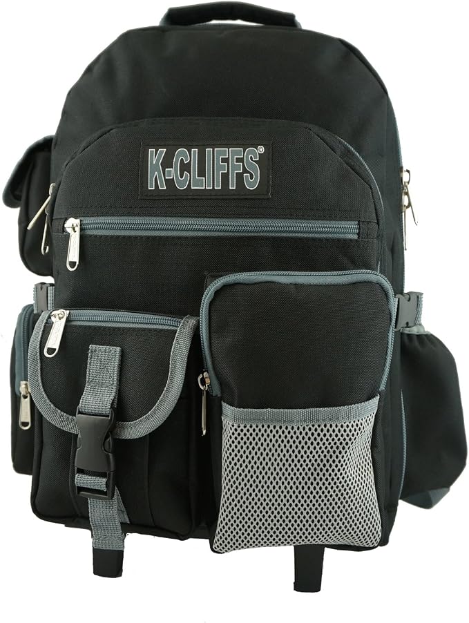 K-Cliffs Heavy Duty Rolling Backpack School Bookbag with Wheels Deluxe Wheeled Daypack