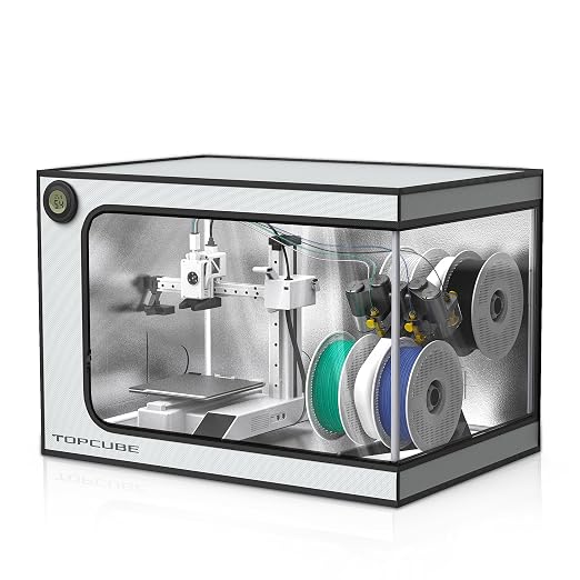 TOPCUBE 3D Printer Enclosure for Bambu Lab A1 Mini Combo, Stainless Steel Frame Enclosure with LED Light, Fireproof Dustproof Noise Reduction Constant Temperature 3D Printer Cover, 735x495x495MM