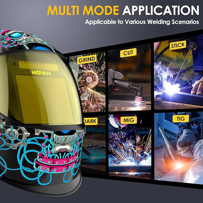 Welding Helmet Auto Darkening True Color Large Viewing, Welding Hood Solar/Rechargeable Battery Powered, Wide Shade 4/5-13 with 4 Arc Sensor, Optical Clarity Welding Mask for TIG MIG ARC Grind