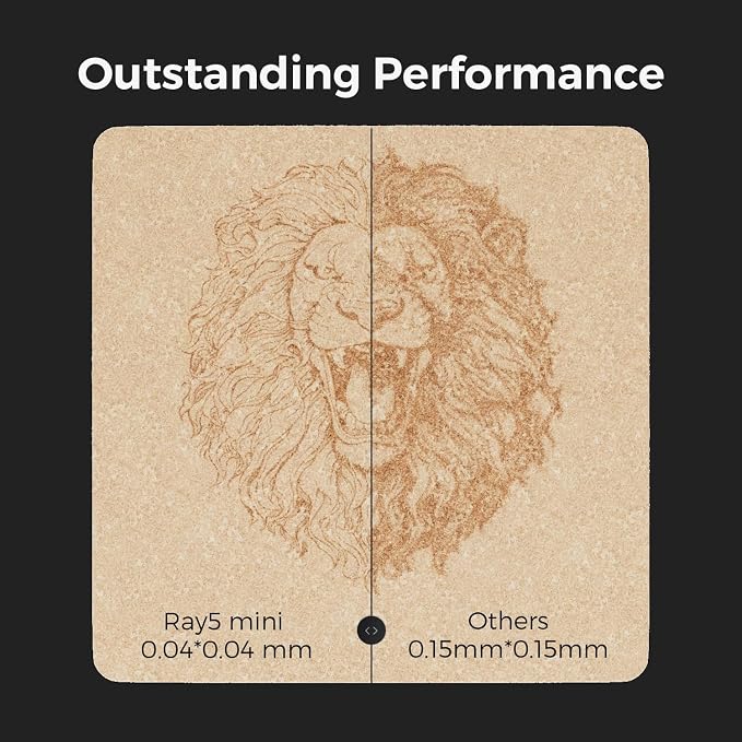 LONGER Ray5 Mini Laser Engraver, 3.5W Portable Laser Engraving & Cutter, 0.04mm Ultra Precision for Wood, Acrylic, Leather, DIY & Beginner Friendly, 140x130mm Work Area, WiFi Compatible