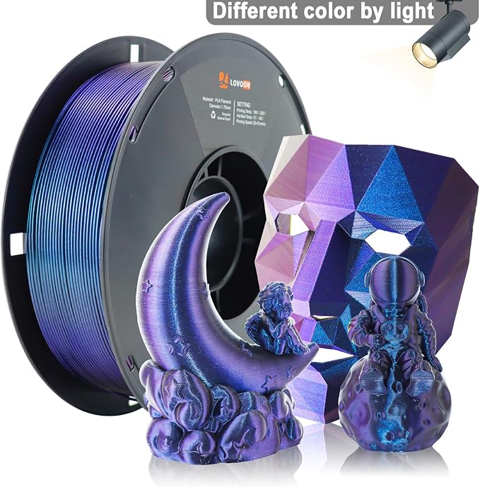 LOVOON 3D PLA Filament 1.75mm, Burnt Titanium 3D Printer Filament Sparkle Subtle Glitter pla Filament, Sparkle Galaxy Purple/Blue-Upgraded,1KG(2.2lb)/Spool