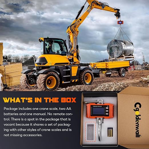 CGOLDENWALL Digital Crane Scale 2200lb Hanging Scale with Switchable kg/lb Display - ideal for Farms, Hunting and Livestock