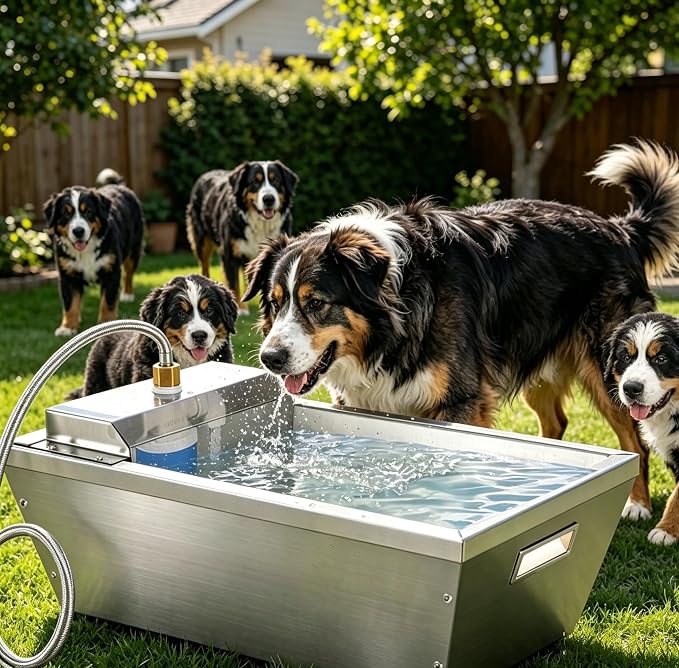4Gal Dog Water Bowl Dispenser Large Breed Outdoor Automatic Livestock Water Trough Livestock Waterer for Large Dogs Goat Sheep Cow Horse
