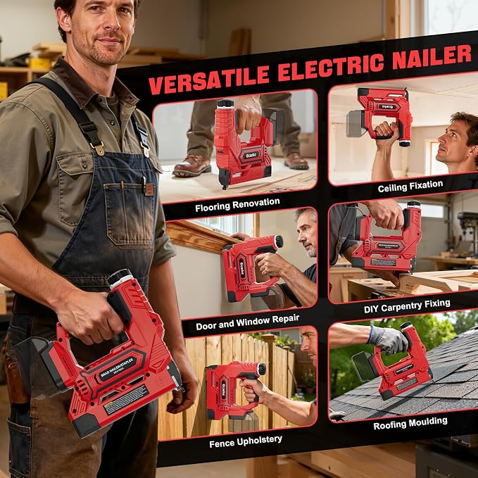 Ecarke Cordless Brad Nailer 2-in-1 Compatible with Milwaukee 18V Battery, 18 Gauge Nail Gun 5/8 to 1-1/4 Inch with 2000 Nials for Wood Carpentry, Powered Electric, 2 Mode, Tool Only