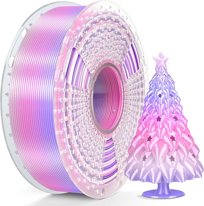 SUNLU Silk Rainbow PLA Filament, Multicolor Silk 3D Printer Filament 1.75mm +/- 0.02mm, Fast Color Change Each 8 Meters, 330 Meters, 1kg/2.2lbs, Silk Rainbow Filament(Lilac-Violet)