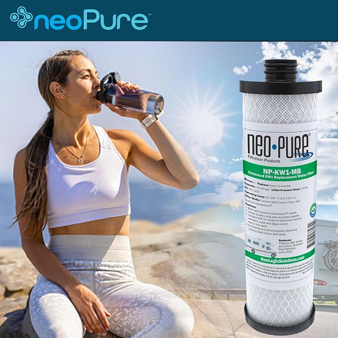 Neo-Pure NP-KW1-MB Compatible Replacement for WaterPur™ KW1 RV Water Filter- Now Available as MAX Filter- With Quantum Water Purification KDF 55 Media and Coconut Shell Carbon Fiber