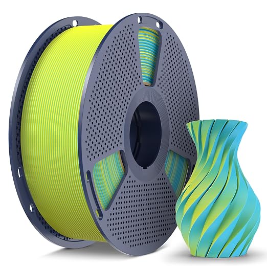 Matte PLA Filament 1.75mm, 1kg(2.2lbs) 3D Printer Filament, Smooth Matte Finish, Less Brittle, Dual Color Appearance from Different Angles, YellowCyan