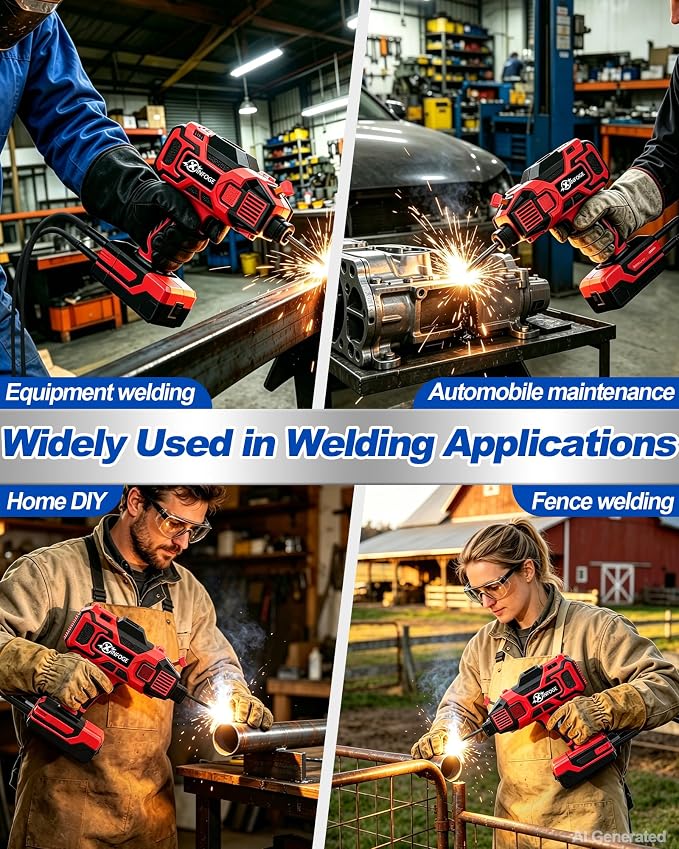 Portable Welding Machine with LCD, 110V Handheld Welder, IGBT Inverter, MMA/HS/ARC Portable Welder Gun, 5 Variable Current Adjustment for 3/32"-1/8" Rods, DIY, Professional Use, Repair (Red Black)
