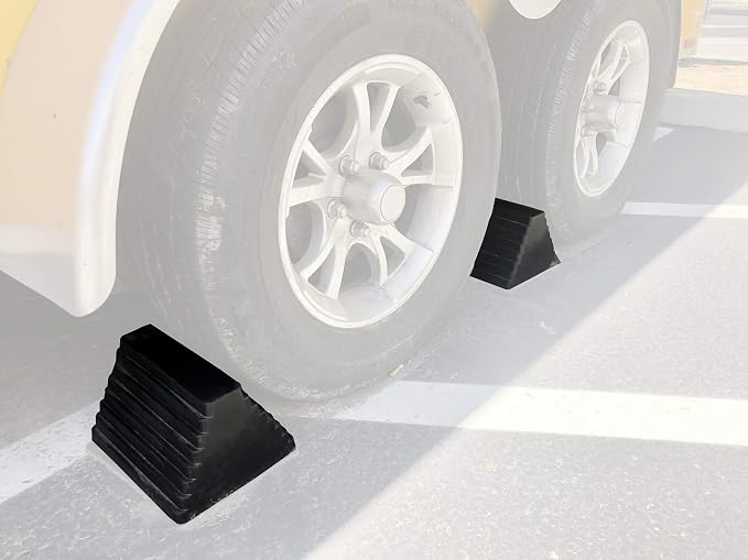 MaxxHaul Rubber Wheel Chock, Large 10" x 8" x 6" Heavy Duty Tire Stop with Non Slip All Weather Grip, Oil Resistant Rubber Block with Steel Eyebolt for Vehicle and Trailer Safety (80681) (Pack of 5)