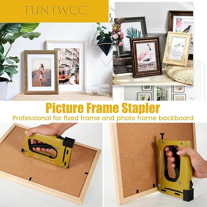 Picture Frame Stapler with 2000 Refill Points, Point Drivers for Picture Framing Hand Frame Stapler Picture Framing Supplies for Artist Framing Paintings and Pictures