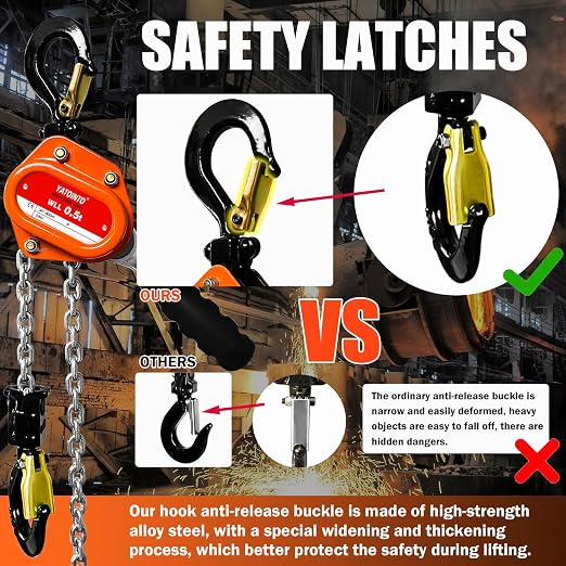 Mini Lever Chain Hoist - 1/2T 1100LBS 10FT,Manual Lever Bolck Chain Puller Come Along Tool, Alloy Steel G80 Chain Ratchet with 2 Duty Hooks,Portable and Smooth, for Lifting,Bundling and Dragging