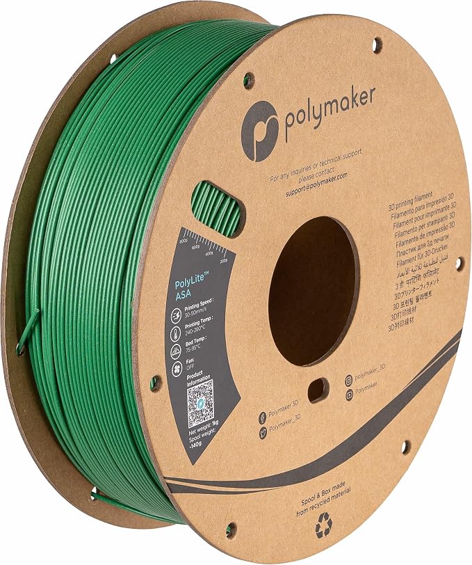 Polymaker ASA Filament 1.75mm Galaxy Green, 1kg ASA 3D Printing Filament, Heat & Weather Resistant - ASA 3D Printer Filament Perfect for Printing Outdoor Functional Parts