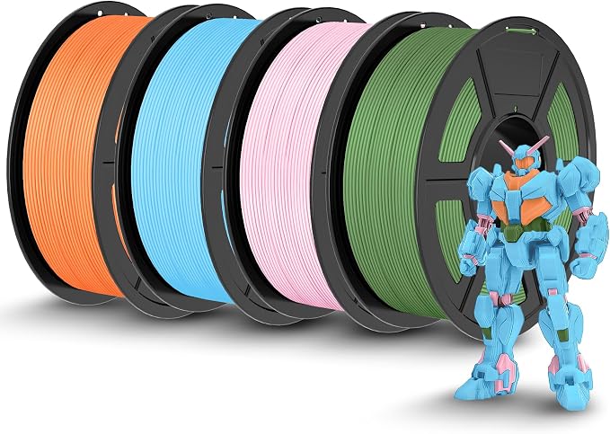 TECBEARS Matte PLA High Speed 3D Printer Filament 1kg*4, Classic PLA Filament 1.75mm 50-600mm/s, High Toughness Matte Filament(Sunny Orange,Sky Blue,Sakura Pink,Olive Green)
