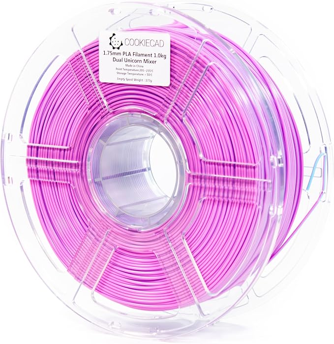 Cookiecad PLA Filament 1.75mm 1kg Dual Color Multicolor 3D Printer Filament - Unicorn Mixer PLA