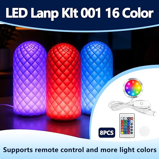 8PCS RGB 16 Color Led Lamp Kit 001 Compatible with Bambu, Makerworld, Anycubic, Makeronline Model Light, 3D Printer Led Lamp 5V USB Powered