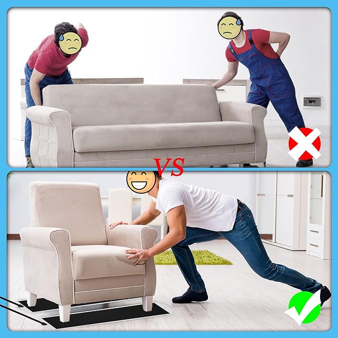 2 Pcs Large Appliance Slider with Pull Strap,Pull Furniture Slides,Moving Furniture Gliders Heavy Duty Sliding Sheet for Moving Heavy Furniture,Cabinets,Safes on Carpet and Hardwood Floor