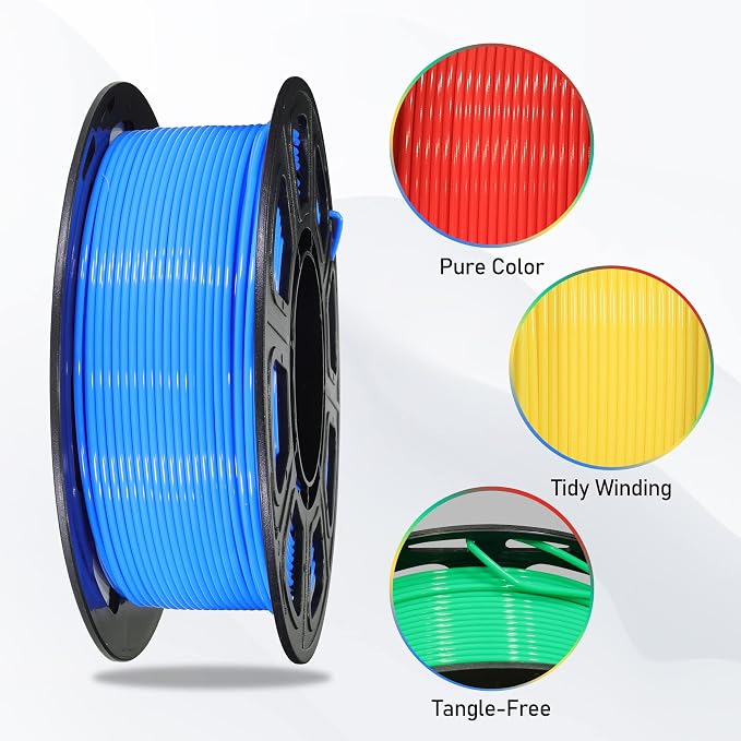 BBLIFE 1.75mm 3D Printer PLA Filament 4 in 1 Bundle: Red, Blue, Yellow, Green, 4 Bright Colors Packed, 250g/Spool, 4 Spools Packed, Widely Fit for 3D Printer/3D Pen; Total 1Kg 3D Printing Material