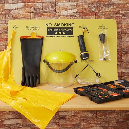 7 Pcs Complete Forklift Battery Protective Handling PPE Kit, PPE Equipment for Lift Battery Water Handling, Propane Tasks, Warehouse Safety Gear Storage