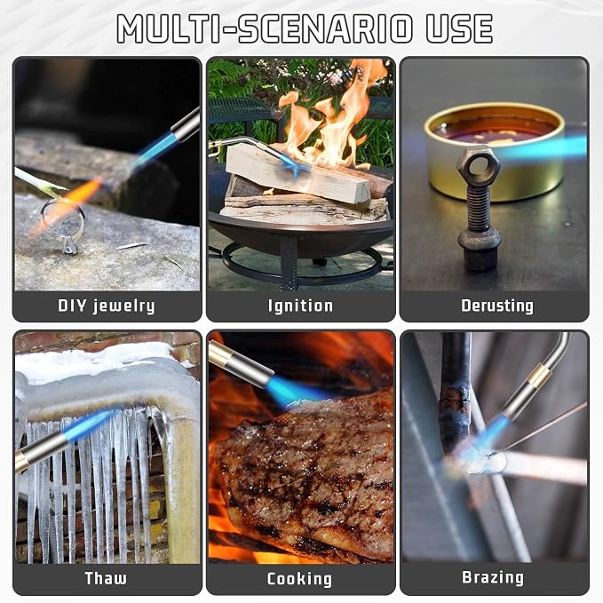 Propane Torch Head for Propane, MAP and MAPP Tank, High Intensity Trigger Start Gas Torch for Ignition, Cooking, Lighting, Welding