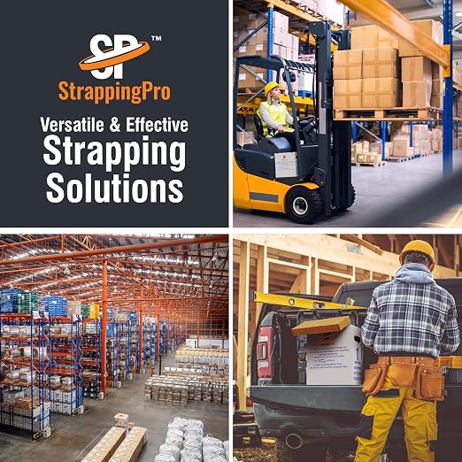 Portable Strapping Kit with 3000 Feet of 1/2" Plastic Poly Strapping, 300 Steel Banding 1/2" Clip Seals, Hand Tensioner & Strap Cutting Tool - Lightweight Shipping Banding Strapping Kit