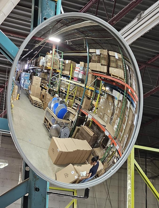 36” Acrylic Outdoor Convex Mirror With Plastic Back, Round Security Mirror for the Garage Blind Spot, Store Safety, Warehouse Side View, Circular Wall Mirror for Personal/Office Use -Vision Metalizers