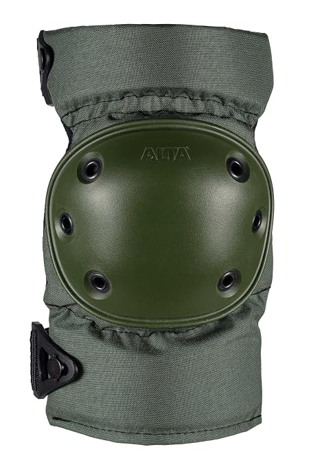 ALTA 52913.09 AltaCONTOUR Knee Protector Pad, Olive Green Nylon Fabric, AltaLOK Fastening, Flexible Cap, Round, Olive Green