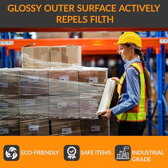 ACYPAPER, 18" Stretch Film/Wrap 1200 feet 80 Gauge Industrial Strength, up to 800% Stretch 20 Microns Clear Cling Durable Adhering Packing Moving Packaging Heavy Duty Shrink Film (4 Rolls/Box)