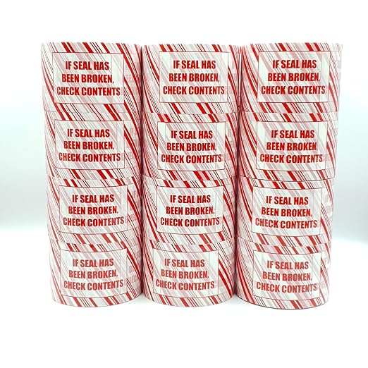 3 Inch x 110 Yards Pre-Printed Packing Tape,IF Seal HAS Been Broken,Check Contents, 2.2 Mil Thick, Red/White, for Packaging, Shipping, Moving. (24 Rolls / 3 Inch x 110 Yards)