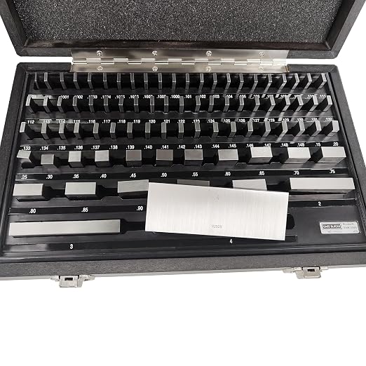 HFS(R) Gauge Block Set Grade Economy Gage Precision Calibration Tool for Dimensional Metrology Alloy Tool Steel Certified and Serialized 81PCS 0.1001" to 4"